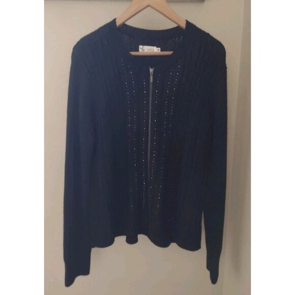 Carve Designs Wool Blend Zip Up Cardigan Sweater - Picture 1 of 9
